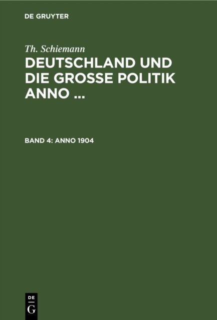 Cover for Th Schiemann · Anno 1904 (N/A) (1905)