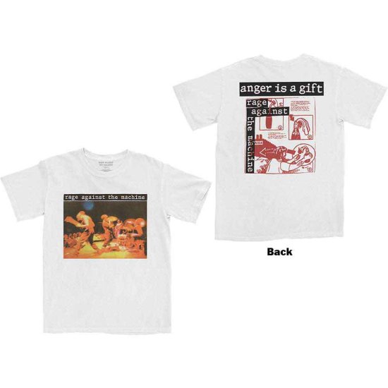Cover for Rage Against The Machine · Rage Against The Machine Unisex T-Shirt: Anger Is A Gift (White) (Back Print) (T-shirt) [size S] (2022)