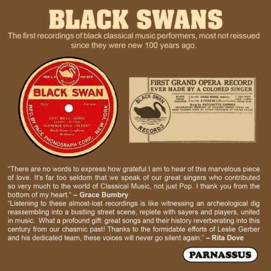 Cover for Harry Burleigh / Edward H.s. Boatner / Florence Cole-talbert / R. Nathaniel Dett / Antoinette Garnes / Roland Hayes / Clarence Cameron White / Hattie King Reavis · Black Swans - The Earliest African-American Classical Stars 1917-22 (CD) (2019)