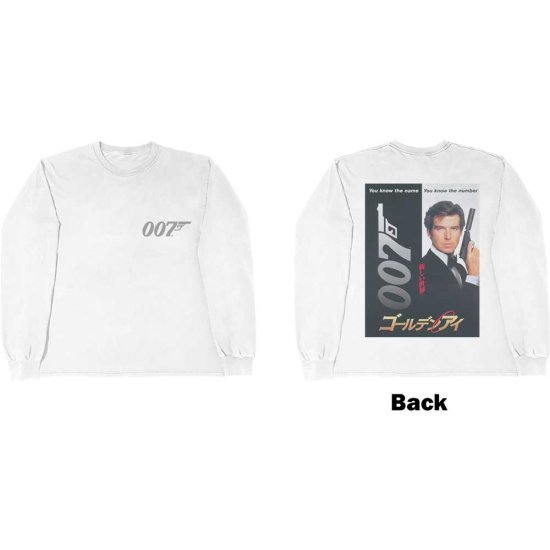 Cover for James Bond 007 · James Bond 007 Unisex Long Sleeve T-Shirt: Goldeneye Japanese Poster (White) (Back Print) (Long Sleeved T-shirt) [size XL] [White - Unisex edition] (2021)