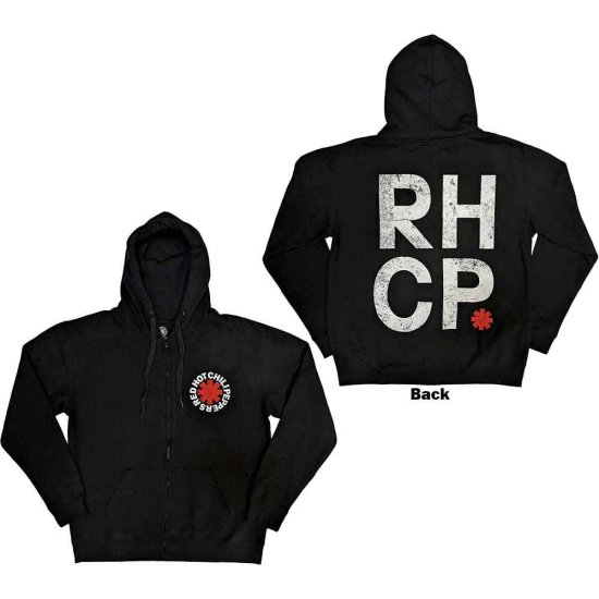Cover for Red Hot Chili Peppers · Red Hot Chili Peppers Unisex Zipped Hoodie: Red Asterisk (Black) (Back Print) (Hoodie) [size S] (2023)