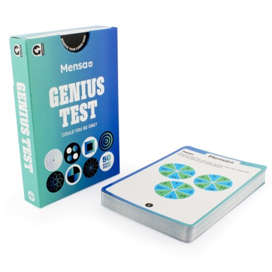 Cover for Mensa Brain Teasers Genius Test Card Game Boardgames · Mensa - The Genius Test (MERCH) (2024)