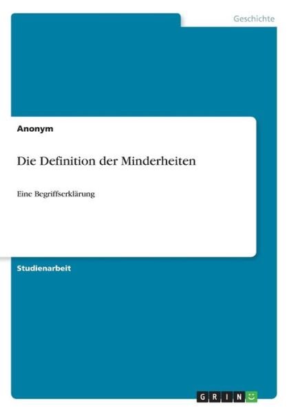 Cover for Anonym · Die Definition der Minderheiten (Book)