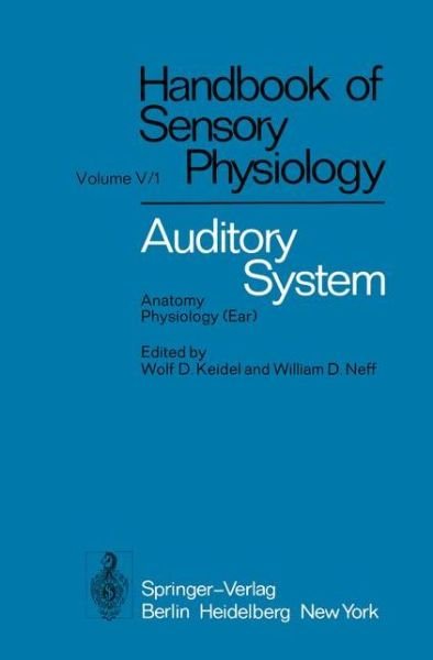 Cover for H. W. Ades · Auditory System: Anatomy Physiology (Ear) - Handbook of Sensory Physiology (Paperback Book) [Softcover reprint of the original 1st ed. 1974 edition] (2011)