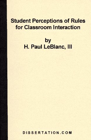 Cover for James M. Honeycutt · Student Perceptions of Rules for Classroom Interac (Paperback Book) (2000)