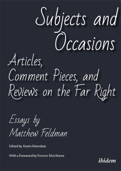 Cover for Matthew Feldman · Subjects and Occasions (Book) (2026)