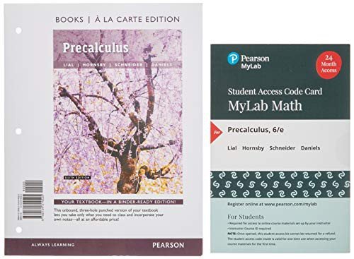 Cover for Margaret Lial · Precalculus, Loose-Leaf Edition Plus MyLab Math with Pearson eText -- 18 Week Access Card Package (Loose-leaf) (2019)