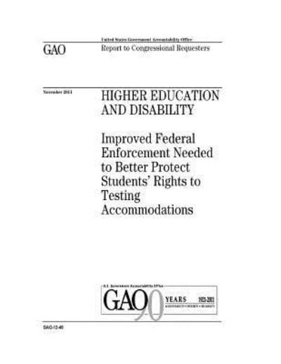 Cover for U S Government Accountability Office · Higher education and disability (Paperback Book) (2017)