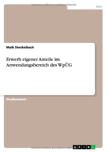 Cover for Steckelbach · Erwerb eigener Anteile im A (Book) [German edition] (2013)