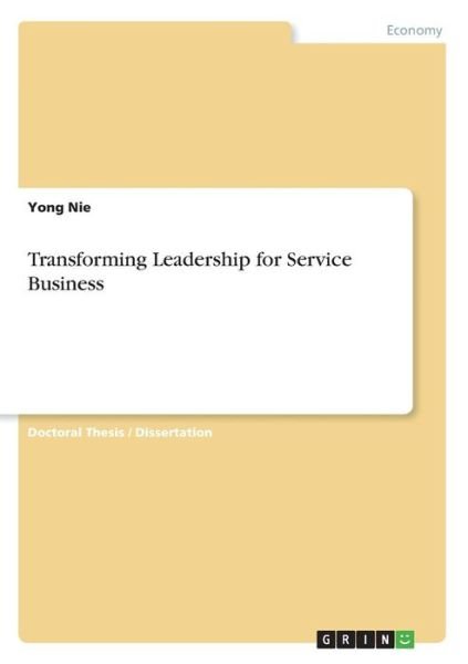 Cover for Nie · Transforming Leadership for Service (Book)