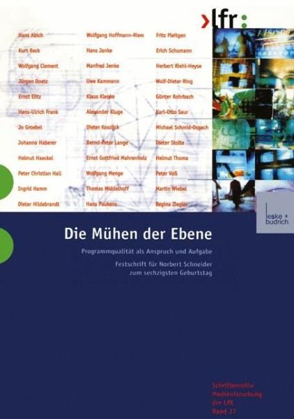 Cover for Dorothee Reinhold · Die Muhen Der Ebene - Schriftenreihe Medienforschung Der Landesanstalt Fur Medien in Nrw (Paperback Book) [2000 edition] (2000)