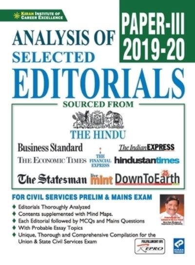 Cover for Analysis of Selected Editorials Paper-3 (2019- 2020) (Paperback Book) (2020)