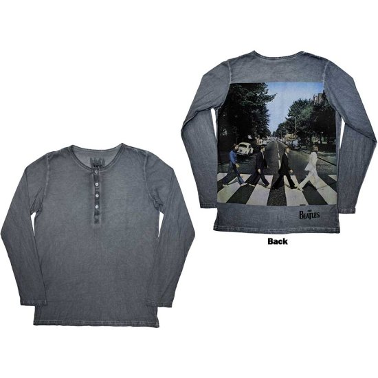 Cover for The Beatles · The Beatles Unisex Long Sleeve T-Shirt: Abbey Road Back Print Stone Wash (Blue) (Back Print) (Long Sleeved T-shirt)