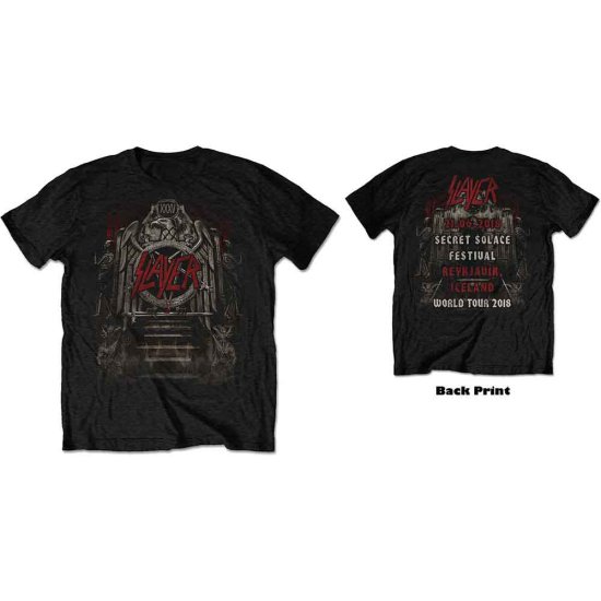 Cover for Slayer · Slayer Unisex T-Shirt: Eagle Grave 21/06/18 Iceland Event (Black) (Back Print &amp; Ex-Tour) (MERCH) [size S] [Black - Unisex edition] (2019)