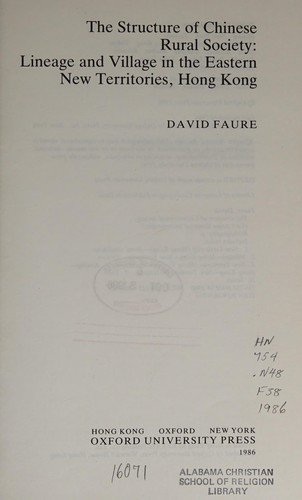 Cover for David Faure · The structure of Chinese rural society (Book) (1986)