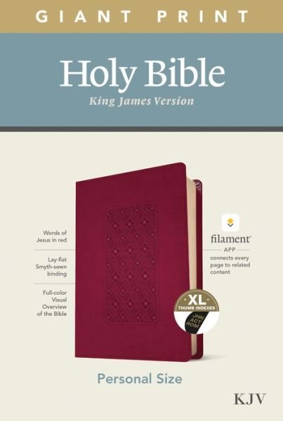 Cover for Tyndale · KJV Personal Size Giant Print Bible, Filament Enabled Edition (LeatherLike, Diamond Frame Cranberry, Indexed) (Book) (2021)
