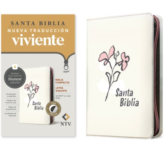 Cover for Tyndale House Publishers · Biblia Compacta Ntv, Letra Gigante de Z?per Con Filament (Sentipiel, Beige, ?ndice, Letra Roja) (Leather Book) [Large type / large print edition] (2025)