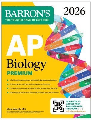 Cover for Wuerth, Mary, M.S. · AP Biology Premium, 2026: Prep Book with 6 Practice Tests + Comprehensive Review + Online Practice - Barron's AP Prep (Paperback Book) (2025)