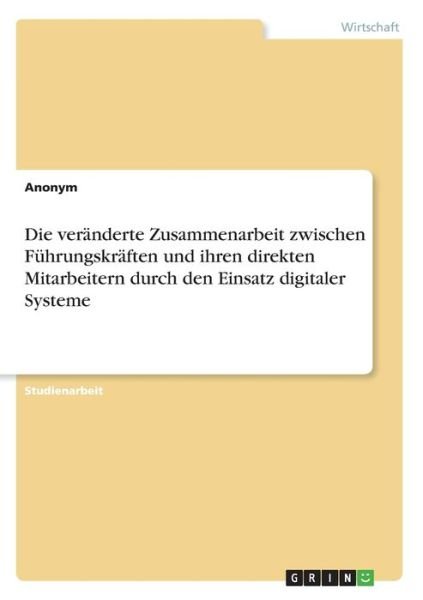 Cover for Anonym · Die veränderte Zusammenarbeit zw (Book)