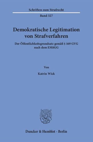 Cover for Wick · Demokratische Legitimation von Str (Book) (2018)