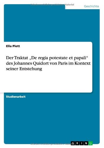 Cover for Ella Plett · Der Traktat "De regia potestate et papa (Book) [German edition] (2010)