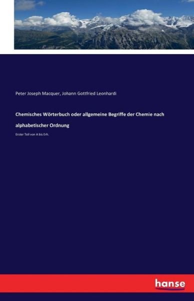 Cover for Macquer · Chemisches Wörterbuch oder allg (Book) (2025)