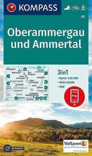 Cover for Mair-Dumont / Kompass · Oberammergau und Ammertal, Kompass Wanderkarte 05 (Book) (2018)