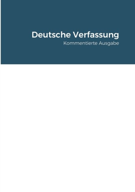 Cover for Das Verfassungskollektiv · Deutsche Verfassung (Paperback Book) (2020)