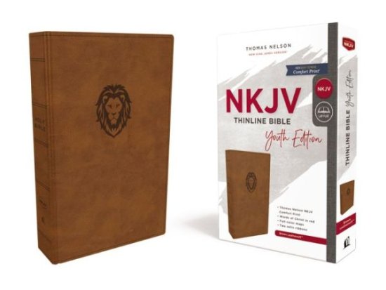 Cover for Thomas Nelson · NKJV, Thinline Bible Youth Edition, Leathersoft, Brown, Red Letter, Comfort Print: Holy Bible, New King James Version (Leather Book) (2019)