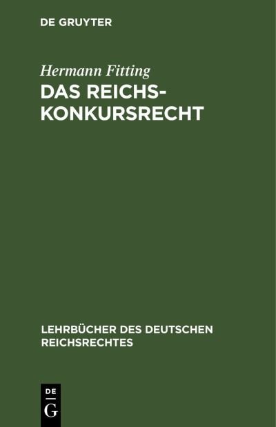 Cover for Hermann Fitting · Reichs-Konkursrecht (N/A) (1904)