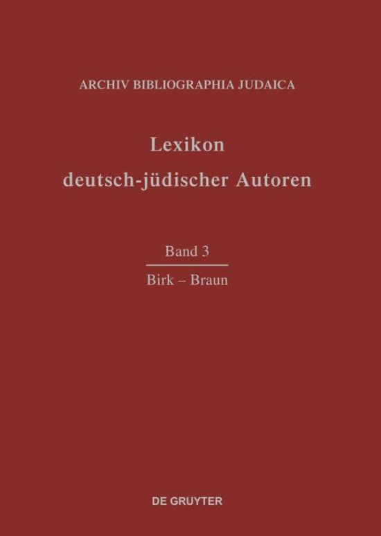 Cover for Archiv Bibliographia Judaica E.v. · Birk - Braun (Hardcover Book) [Annotated edition] (1994)